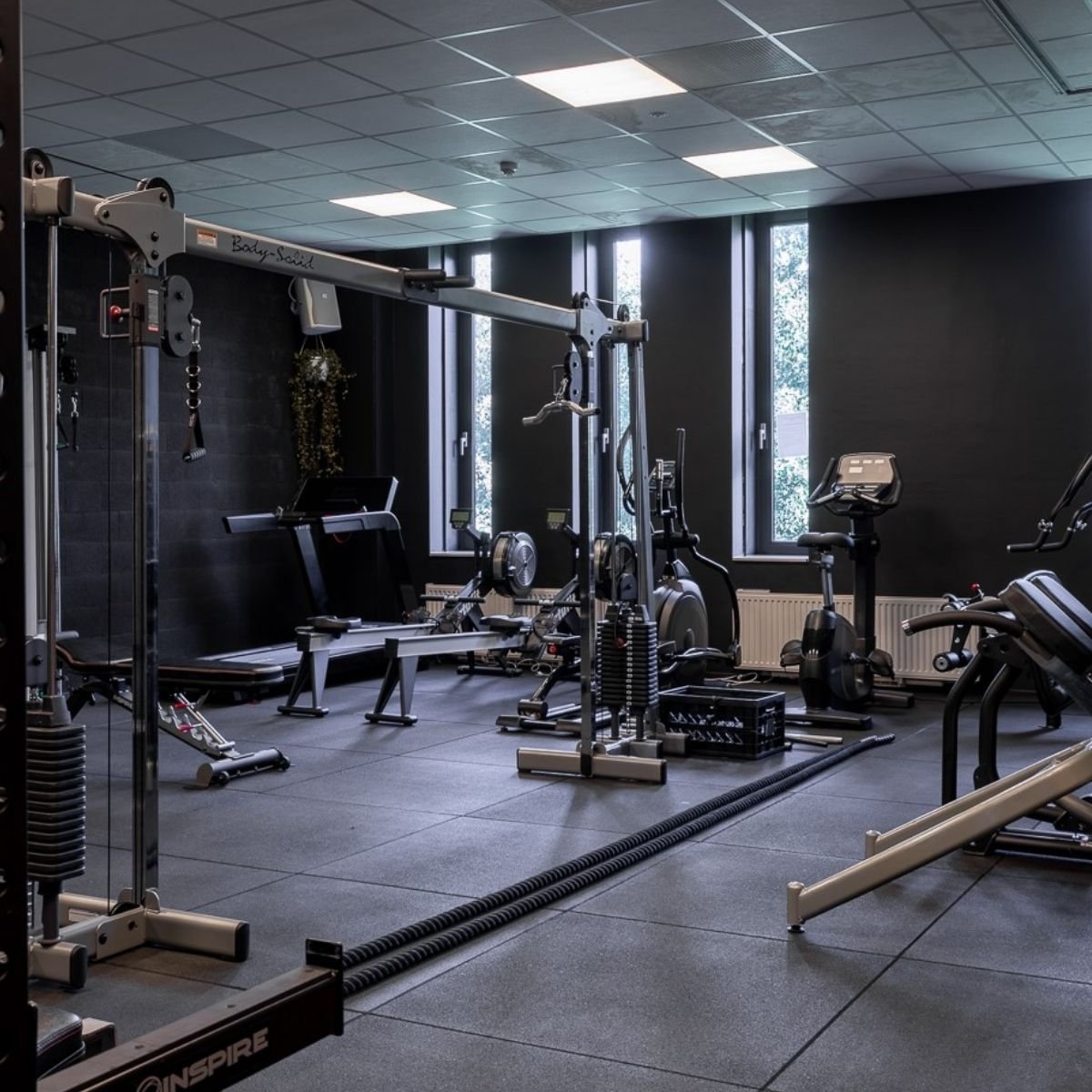 Commercial grade rubber gym tile close up